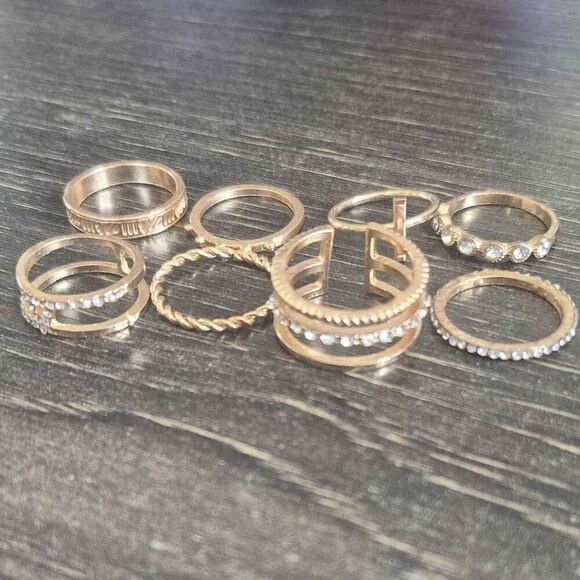 Gold Boho Mixed Stackable Ring Lot (8pcs) *NEW* - Picture 1 of 5